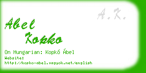abel kopko business card
